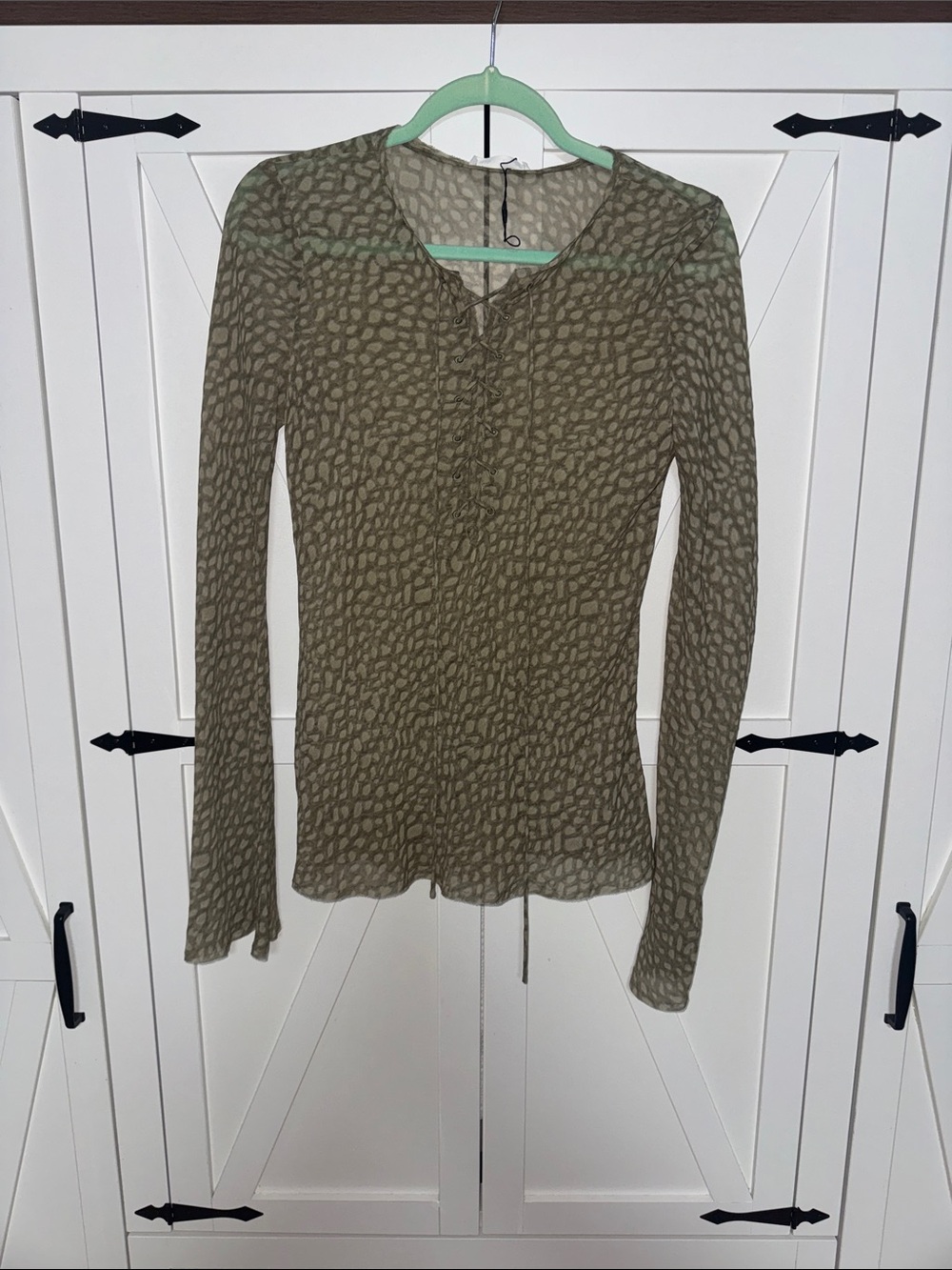 ZARA JACQUARD TIE-FRONT SHIRT